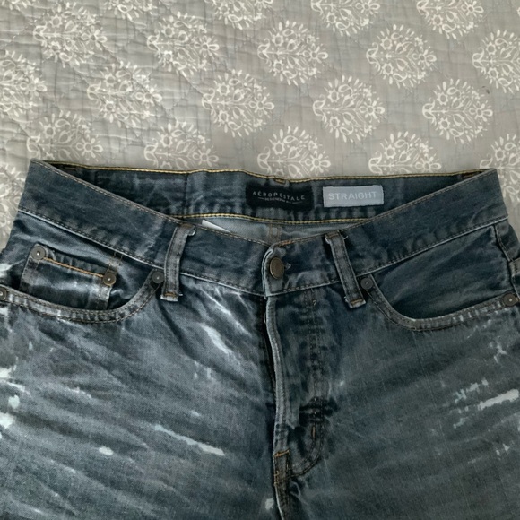 Aeropostale Black Acid Wash Straight Leg Jeans Size: 29 - Picture 4 of 8
